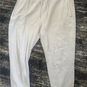 Hollister Light White Embroidered Logo Joggers